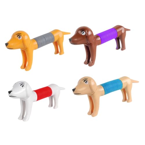 TOYANDONA Spielzeuge 4 Stück Stressabbauendes Hundespielzeug Sensorisches Stretch-hundespielzeug Pop-röhren-federhund Dehnbares Spielzeug Für Hundeschläuche Piñata Kind Teleskopisch von TOYANDONA