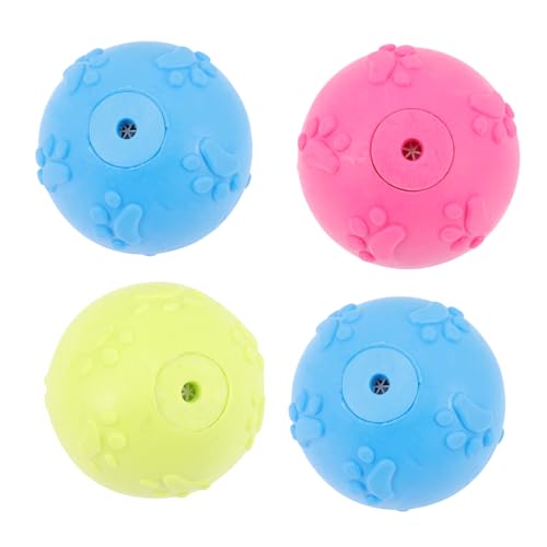 TOYANDONA 4 Stück TPR Hundespielzeug Quietschende Kauspielzeug Bälle für Aggressive Kauer zur Zahnreinigung Interaktives Trainingsspielzeug für Hunde mit Langlebigem Zufällige Farbe von TOYANDONA
