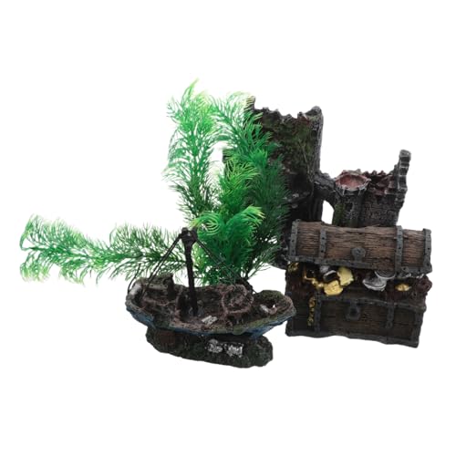 TOYANDONA 4 Stück Teiliges Aquarium Deko Resin Schloss Schiffswrack Schatztruhe und Künstlichen Pflanzen Farbtreue Fischverstecke für Süßwasser Pflegeleichtes Aquarium Zubehör TOYANDONA 4 Stück Teiliges Aquarium Deko Resin Schloss Schiffswrack Schatztruhe und Künstlichen Pflanzen Farbtreue Fischverstecke für Süßwasser Pflegeleichtes Aquarium Zubehör von TOYANDONA