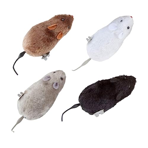 TOYANDONA 4 Stück Teiliges Aufziehbares Plüschmaus Interaktives Katzenspielzeug für Kätzchen und Katzen Lustige Flauschige Mäuse zur Katzenbeschäftigung und Bewegung Zufällige Farbe von TOYANDONA