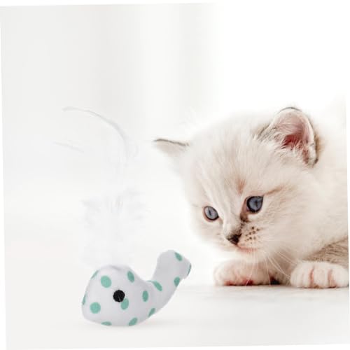 TOYANDONA 4 Stück Teiliges Interaktives Katzen Spielzeugset Plüsch Wal Spielzeuge mit Federn für Katzen Katzenspielzeug Kauen und Fördert und Bewegung Sicher und Langlebig von TOYANDONA