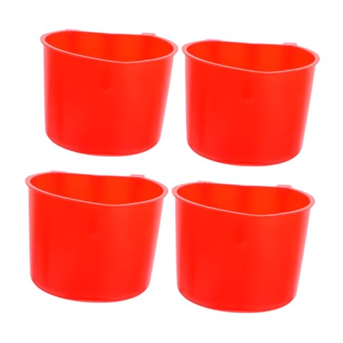 TOYANDONA 4 Stück Vogelkäfig -Fütterungsschale Kaninchen Futterschale Haustier Wasserschale Kunststoff Wasserschüssel Zubehör für Vogelkäfige Kaninchentränken für Käfige Sport rot von TOYANDONA