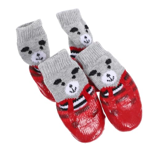 TOYANDONA 4 Stück waschbare Hundesocken Griff Greifer Zubehör drinnen Anti-Rutsch-Hundesocken Tragbare Socken für Haustiere verschleißfester Hundepfotenschutz Baumwolle rot von TOYANDONA