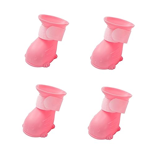 TOYANDONA 4 Stück wasserdichte Schuhe hundeschuhe Dog Shoes Hunderegenschuhe rain Shoes Anti-Hunde-Stiefel Hündchen-Regenstiefel Pfote groß Regenstiefel für Hund Haustierbedarf Schritt Rosa von TOYANDONA
