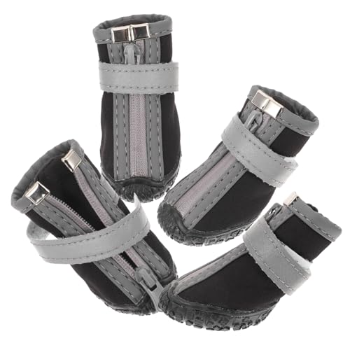 TOYANDONA 4 Stück wasserdichte und rutschfeste Haustierschuhe Schutz Beschützer Stiefeletten Pfote Kleine Hundefutter Hundeschuhe für kleine Hunde Katzenschuhe Stoff Black von TOYANDONA