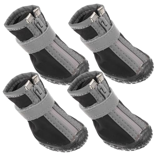 TOYANDONA 4 Stück wasserdichte und rutschfeste Haustierschuhe Schutz Größe klein Pfote Stiefeletten Hundeschuhe Hundestiefel aus Gummi Schuhe für Hunde Stoff Black von TOYANDONA