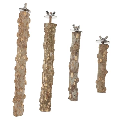 TOYANDONA 4stücke Holzzubehör Vogelstange Sittichkäfig Käfigzubehör Papagei Ständer Halter Plattform Conure Nymphensittich Barsch Schleifen Stock Zweig Verkleidung Pfote Futter von TOYANDONA