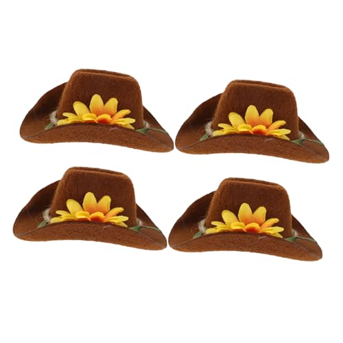 TOYANDONA 4 Stücke Teiliges Verstellbare Kleine Haustier Hüte mit Floralem Cowboy Design aus Filz Niedliche Western Kostüm Haube für Hamster Meerschweinchen Vögel und Schlangen Robust für von TOYANDONA