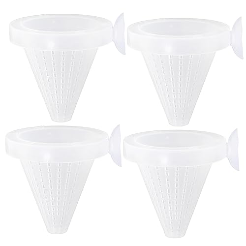 TOYANDONA 4Stücke Aquarium Futterspender mit Saugnäpfen Transparente Futterbecher für Rotwurm und Regenwurm Langlebiges Zubehör für Haustierfische Futterautomat von TOYANDONA