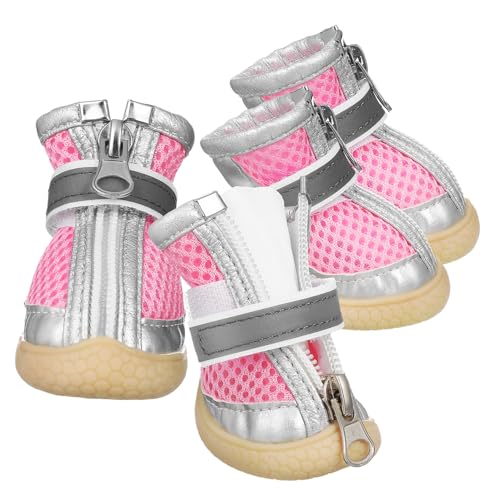 TOYANDONA 4Stücke Hundeschuhe Für Kleine Atmungsaktive Outdoor Haustierschuhe rutschfeste Gummisohlen Verstellbare Riemen Für Sommeraktivitäten von TOYANDONA