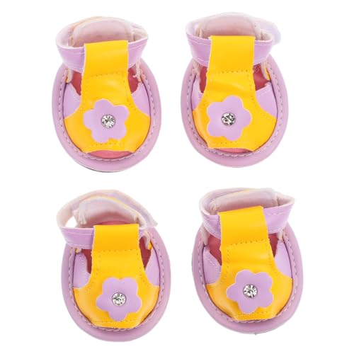 TOYANDONA 4Stücke Hundeschuhe Für Kleine Atmungsaktive PU Sandalen Mit Rutschfester Sohle Teiliges Für Heiße Pflasterung Und Sommertage Bequem Und Langlebig von TOYANDONA