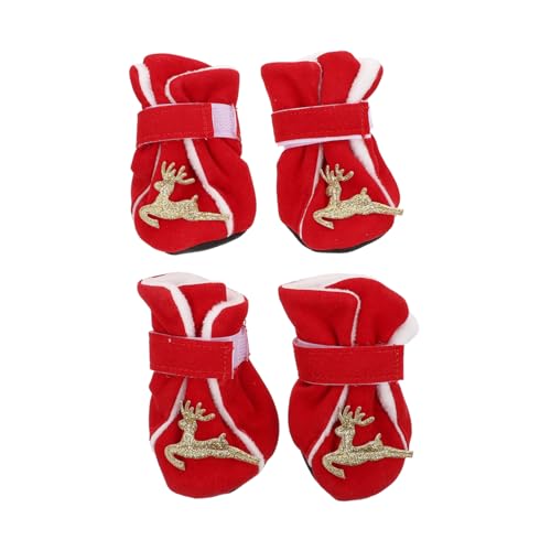 TOYANDONA 4Stücke Rutsch Hundeschuhe Für Kleine Teiliges Weihnachts Pfotenprotektoren Und Warmhaltend Für Herbst Und Winter Bichon von TOYANDONA