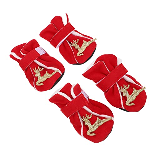 TOYANDONA 4Stücke Weihnachts Hundeschuhe Mit Rutschfester Sohle wasserdichte Pfotenschutz Für Kleine Für Winter Und Outdoor Aktivitäten von TOYANDONA