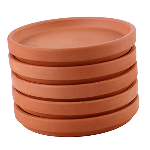 TOYANDONA 5 Stück Blumentopfmatte Pflanzenuntersetzer aus Terrakotta Untersetzer für Blumentöpfe aus Ton außen Pflanzentopf Untersetzer Teller mit Blumentopf Blumentopfteller aus Keramik von TOYANDONA