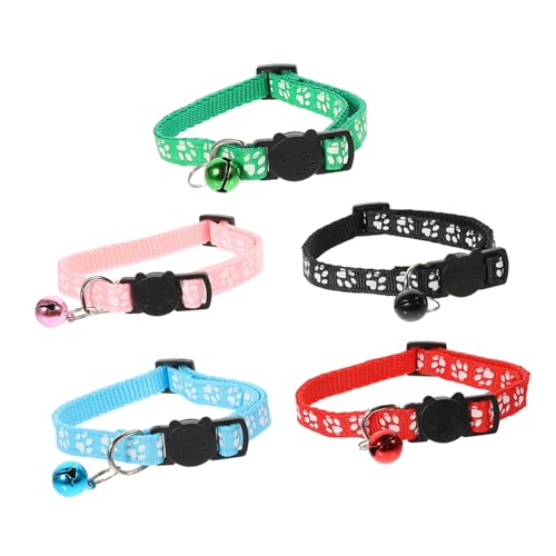 TOYANDONA 5 Stück Teiliges Katzenhalsband mit Bunten Fußabdruck Mustern Verstellbar mit Glocke Dekorativ und Sicher für Katzen als Outdoor Fotoaccessoire und Tägliches Haustierzubehör TOYANDONA 5 Stück Teiliges Katzenhalsband mit Bunten Fußabdruck Mustern Verstellbar mit Glocke Dekorativ und Sicher für Katzen als Outdoor Fotoaccessoire und Tägliches Haustierzubehör von TOYANDONA