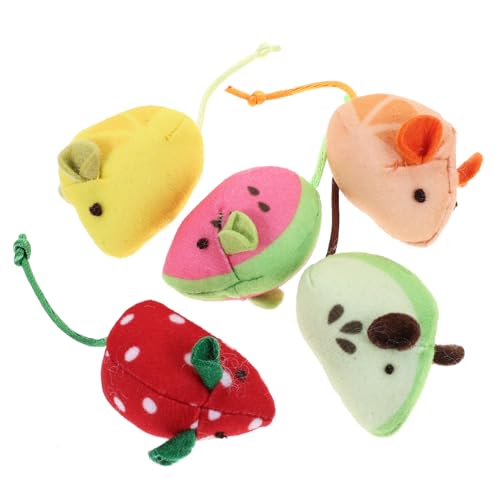 TOYANDONA 5 Stück Teiliges Katzenminze Weiche Plüsch Mäuse Frucht Design Interaktives Katzenspielzeug für Indoor Katzen Fördert und Aktives von TOYANDONA