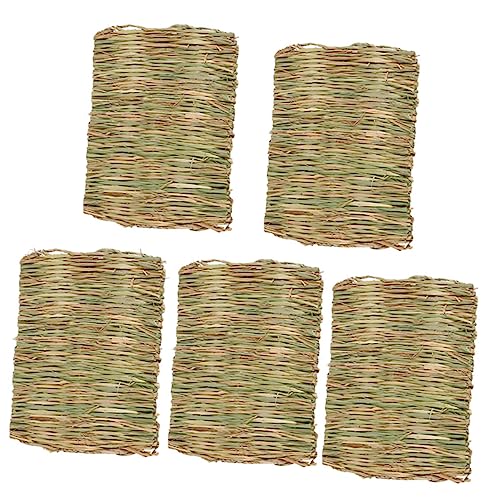 TOYANDONA 5 Stück Teiliges Natürliche Grasmatte als Kaninchenbett und Kleintiernest Gewebte Weiche Unterlage für Hamster Meerschweinchen Vögel Sicher zum Kauen und Schützend für Kleine von TOYANDONA
