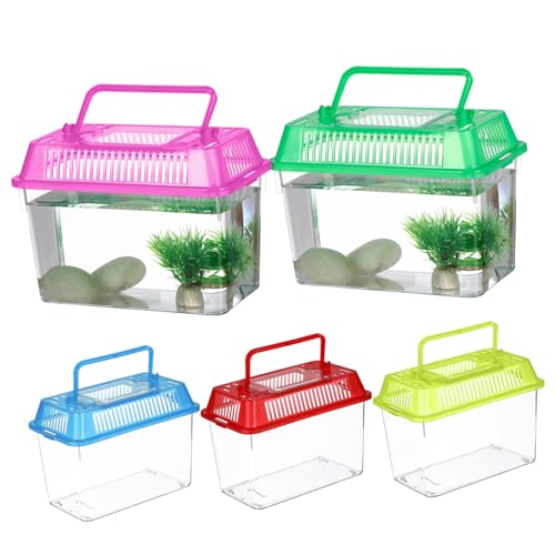 TOYANDONA 5 Stück Teiliges Tragbare Kunststoff Handaquarien mit Bunten Deckeln Transparenter Futter und Lebensraumbox für Schildkröten Kleine Reptilien Krabben und Hamster Ausbruchsicher und TOYANDONA 5 Stück Teiliges Tragbare Kunststoff Handaquarien mit Bunten Deckeln Transparenter Futter und Lebensraumbox für Schildkröten Kleine Reptilien Krabben und Hamster Ausbruchsicher und von TOYANDONA