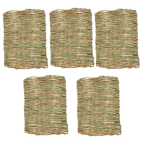 TOYANDONA 5Stücke Gewebte Bettmatte Für Naturgras Weiche Tierbettwäsche Für Kleintiere Als Nest Für Hamster Und Nager Und Schlafplatz von TOYANDONA