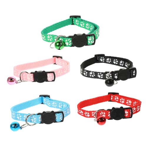 TOYANDONA 5 Stücke Verstellbares Katzenhalsband mit Glöckchen Dekoratives Haustierhalsband Schickes Kätzchen Halsband für Partys und Katzenzubehör Farbige Katzenhalsketten von TOYANDONA