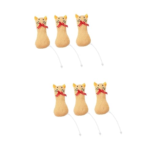 TOYANDONA 2sets Entzückende Plüsch Ratte Kätzchen Zahnen Spielzeug Lanyard Für Haustier Katze Indoor Spielen 3 Stücke * 2 von TOYANDONA