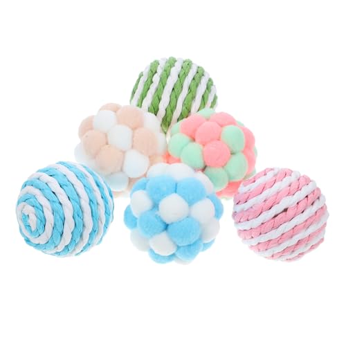 TOYANDONA 6 Stück Katzenball mit Glocke Plüsch und Sisal Ball für Katzen und Kätzchen Interaktives Indoor Katzenspielzeug für Stundenlangen Spaß TOYANDONA 6 Stück Katzenball mit Glocke Plüsch und Sisal Ball für Katzen und Kätzchen Interaktives Indoor Katzenspielzeug für Stundenlangen Spaß von TOYANDONA