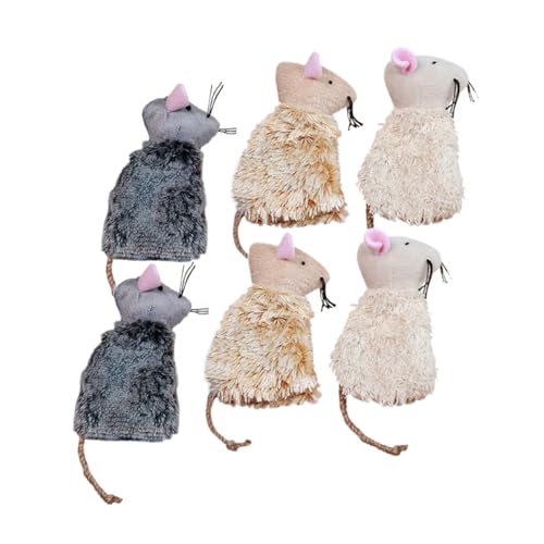 TOYANDONA 6 Stück Plüsch Mäuse Katzen Interaktives Langlebiges Kuscheltier für Drinnen Sicherer Weicher Lustiges Kätzchen für Katzen von TOYANDONA