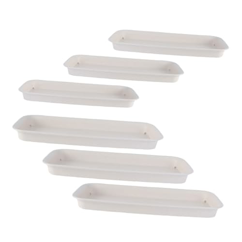 TOYANDONA 6 Stück Rechteckige Kunststoff Untersetzer für Pflanzen wasserdichte Tropfschalen zur Pflege von Blumentöpfen für und Außenbereiche Beige von TOYANDONA