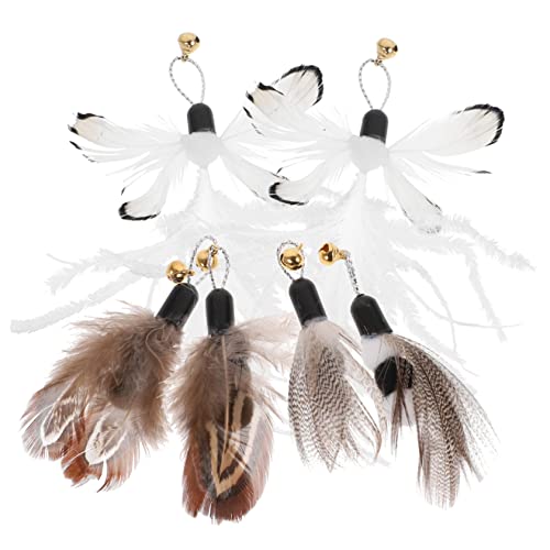 TOYANDONA 6 Stück Teiliges Katzenspielzeug Ersatzköpfe Set mit Realistischen Insekten und Federn Bunte Katzenangel Nachfüllköpfe für Interaktives Spiel und Katzenfitness Robust und Sicher von TOYANDONA