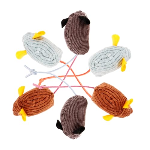 TOYANDONA 6 Stück Teiliges Katzenspielzeug Mäuse aus Weichem Plüsch Gestreifte Kuschelmäuse mit Katzenminze Robustes Kratz und Beißspielzeug für Aktive Katzen und Kätzchen von TOYANDONA