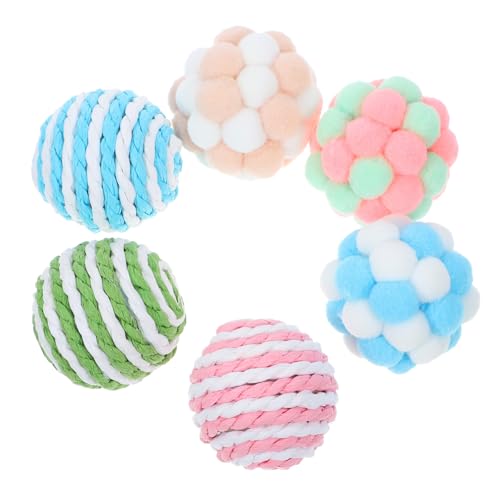 TOYANDONA 6 Stück Teiliges Katzenspielzeug Set Plüsch und Sisalbälle mit Glocke Interaktive Katzenspielzeuge Aktivität und Bindung für Wohnungskatzen TOYANDONA 6 Stück Teiliges Katzenspielzeug Set Plüsch und Sisalbälle mit Glocke Interaktive Katzenspielzeuge Aktivität und Bindung für Wohnungskatzen von TOYANDONA