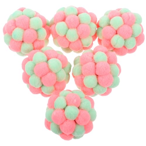 TOYANDONA 6 Stück Teiliges Set Plüsch Katzenspielzeug mit Glocke Langlebige Sichere und Weiche Katzenbälle für Drinnen Stimuliert Neugier und Fördert Aktive Beschäftigung von Kätzchen von TOYANDONA