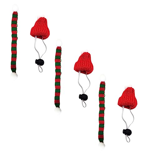 TOYANDONA 6 Stück Teiliges Weihnachts für Kleine Haustiere Rote Gestrickte Mützen mit Elastischem und Rote Grüne Schals Festliche Xmas Accessoires für Hunde Katzen Mäuse und Igel von TOYANDONA