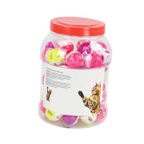 TOYANDONA 60 Stück Katzen Bälle mit Glocke Interaktive Kätzchen Spielzeuge aus Kunststoff Fördert Bewegung und Spielspaß für Ihre Zufällige Farbe von TOYANDONA