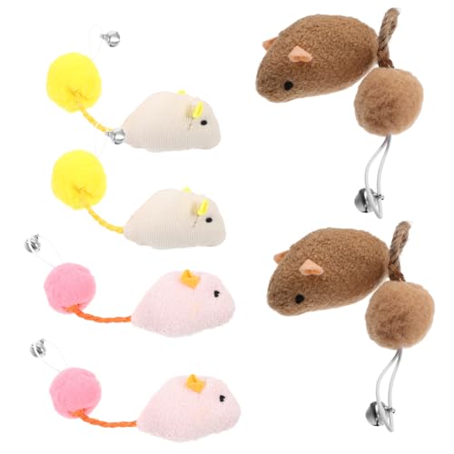TOYANDONA 6Stücke Mäuse Für Katzen Interaktive Katzenspielzeuge Mit Glocke Für Drinnen Fördert Und Bewegung Weiße Und Braune Mäuse von TOYANDONA