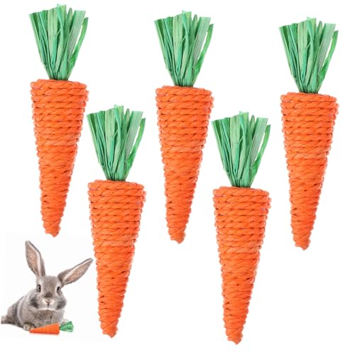 TOYANDONA 6stücke Pet Woven Molar Toys Handgefertigtes Karotten-Spielzeug Für Kaninchen Und Kleintiere Fördert Zahnreinigung Und Kauen Für Hamster Chinchillas Und Meerschweinchen von TOYANDONA