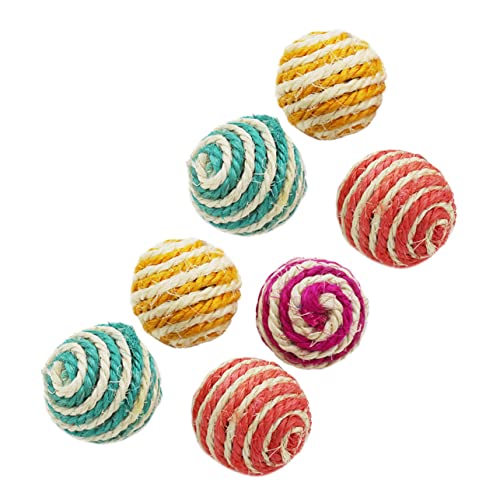 TOYANDONA 7 Stück Sisalkugel Kratzspielzeug Für Katzen Ball Katzenspielzeug Kätzchen Sisal Kratzen Katzenkratzer Katzenspiele Katze Kauen Katzen-Teaser Haustierbedarf von TOYANDONA