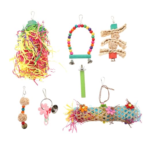 TOYANDONA 7 Stück Vogelspielzeugkombination Spielzeugvögel Ara Nymphensittich Vogelseilsitzstangen, Papageienspielzeug Vogel Papagei Schaukel Groß Papier Zufällige Farbe TOYANDONA 7 Stück Vogelspielzeugkombination Spielzeugvögel Ara Nymphensittich Vogelseilsitzstangen, Papageienspielzeug Vogel Papagei Schaukel Groß Papier Zufällige Farbe von TOYANDONA