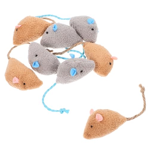 TOYANDONA 8 Stück Teiliges Katzen Spielzeugset Plüsch Mäuse für Katzen Interaktives Kauspielzeug für Drinnen Furrige Spielzeugmäuse für Beschäftigung und Jagdtrieb von TOYANDONA
