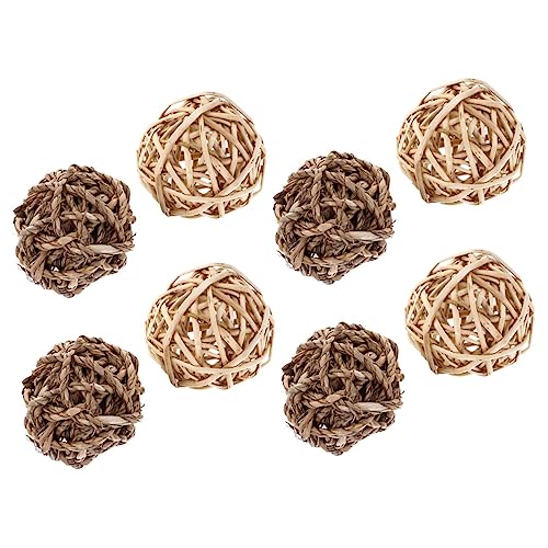 TOYANDONA 8 Stücke Kauspielzeug für Kleintiere Handgemachte Stroh Weidebälle für Kaninchen Hamster und Meerschweinchen Sicheres und Langlebiges Spielzeug für und Kauspielbedürfnisse von TOYANDONA