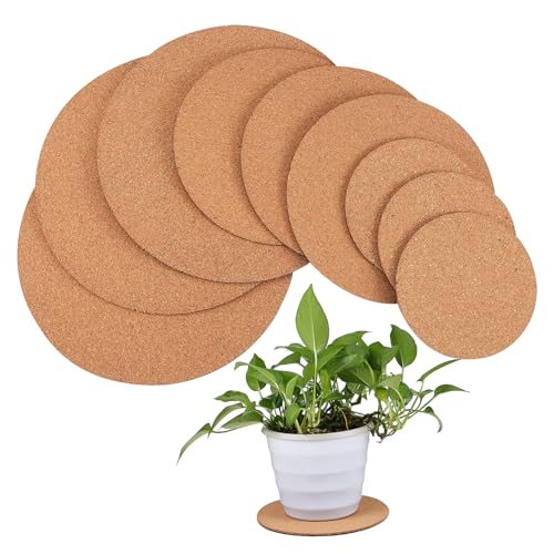 TOYANDONA 9 Stück Teiliges Korkuntersetzer für Pflanzen Korkplatten für Blumentöpfe rutschfest Vielseitig Einsetzbar Verschiedene für Pflanzenpflege und DIY Projekte von TOYANDONA