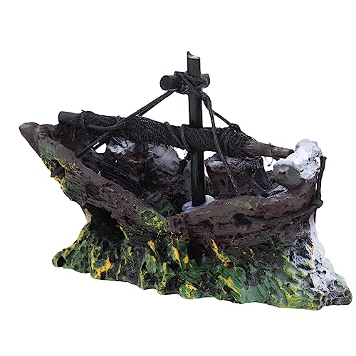 TOYANDONA Aquarium Dekoration Dekorationen für Aquarien für Fischbecken Tank Piratendekorationen Panzerdekoration Aquarienboot Piratenboot Fischverzierung Versteck Harz von TOYANDONA