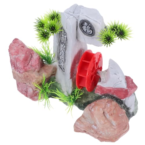 TOYANDONA Aquarium Ornament Fisch-Tank Deko Wassermühle aus Robustem Material Kreative Feng Shui Wasser-Rad Skulptur für Kleine Aquarien Symbol für Wohlstand und Glück von TOYANDONA