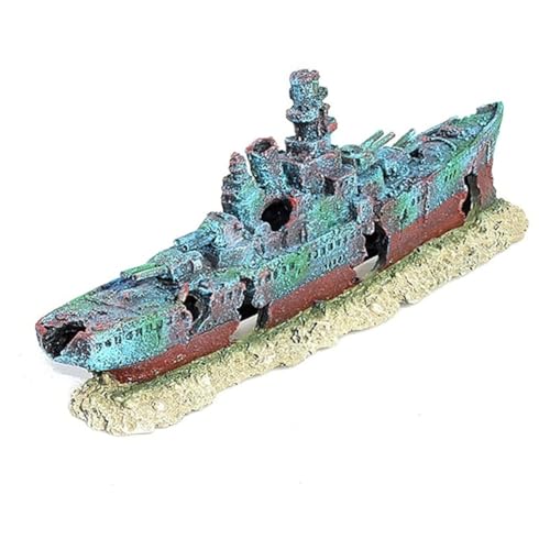 TOYANDONA Aquarium Schiffswrack Dekoration aus Robustem Resin Authentische Wrackoptik Vielseitig für Süßwasser Sicheres Versteck und Spielplatz für Tropische Fische und Betta von TOYANDONA