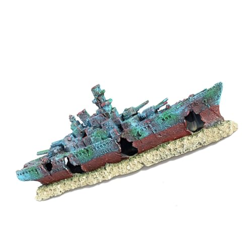 TOYANDONA Aquarium Schiffswrack Ornament aus Resin Wetterfestes Versunkenes Schiff Deko Fischhöhle und Versteck für Betta und Süßwasser-aquarien Vielseitige Fischbecken Dekoration von TOYANDONA