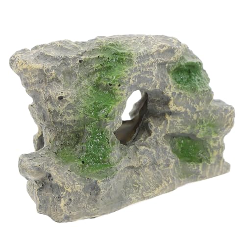 TOYANDONA Aquarium Versteck Höhle aus Harz mit Moos Baum Naturnahe Felsen Landschaft Dekoration Fischfreundliche Versteckmöglichkeit für Betta Schildkröten und Garnelen Langlebig Robust von TOYANDONA