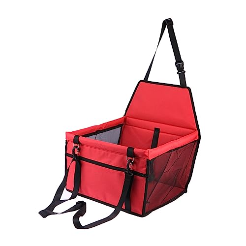 TOYANDONA Atmungsaktive wasserdichte Auto Pet Tasche mit Verstärkten Stützstreben Verstellbarer Leine Fronttasche für Snacks Sicherer Transport für Hunde und Katzen im Auto Rot von TOYANDONA