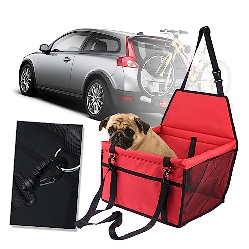 TOYANDONA Atmungsaktive wasserdichte Auto haustiertasche mit Verstärkten Stangen Sicherer Netz Tragetasche für Katzen und Hunde Inklusive Verstellbarem für Reisen und Transport im Auto Rot von TOYANDONA