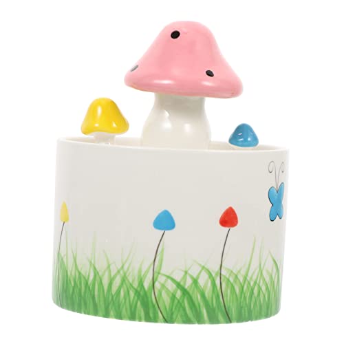 TOYANDONA Automatischer Haustier Wasserspender aus Keramik USB Betrieben für Hunde und Katzen Großes Volumen Niedliches Pilz Design für Vielbeschäftigte Tierbesitzer von TOYANDONA