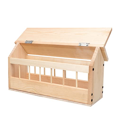 TOYANDONA Automatischer Taubenfutterspender aus Holz Spritzwassergeschützt Verschleißfest für Außenbereich Einfach Nachfüllbar von TOYANDONA